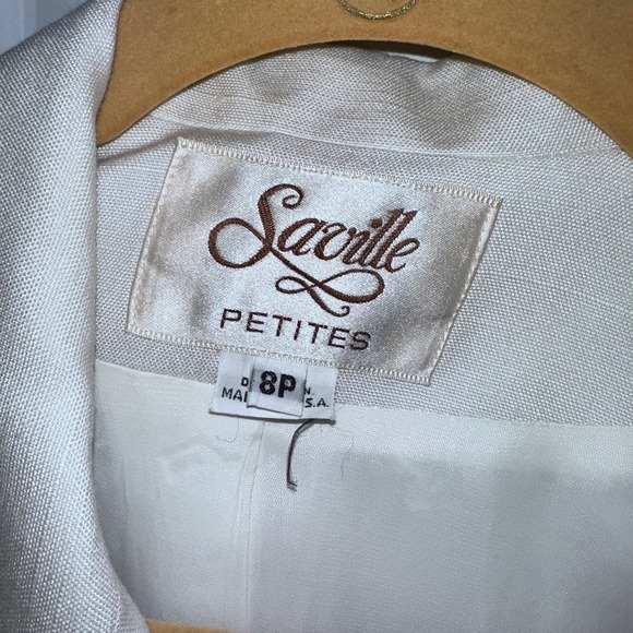 VTG Saville Petites Women's Blazer Skirt Two Piece Suit Set‎ White Brown Size 8P - Picture 3 of 15